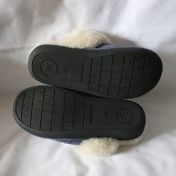 NukNuuk Womens Sz 8 Blue Leather Upper Sheepskin Slip On Indoor Light Slippers - Picture 7 of 8